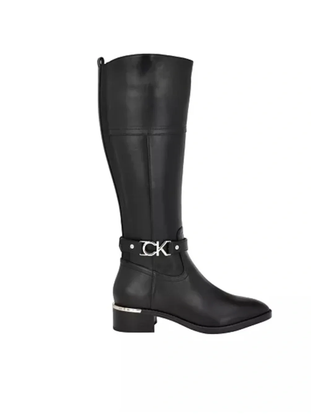 Calvin Klein Black Leather Over-the-Knee Riding Boots
